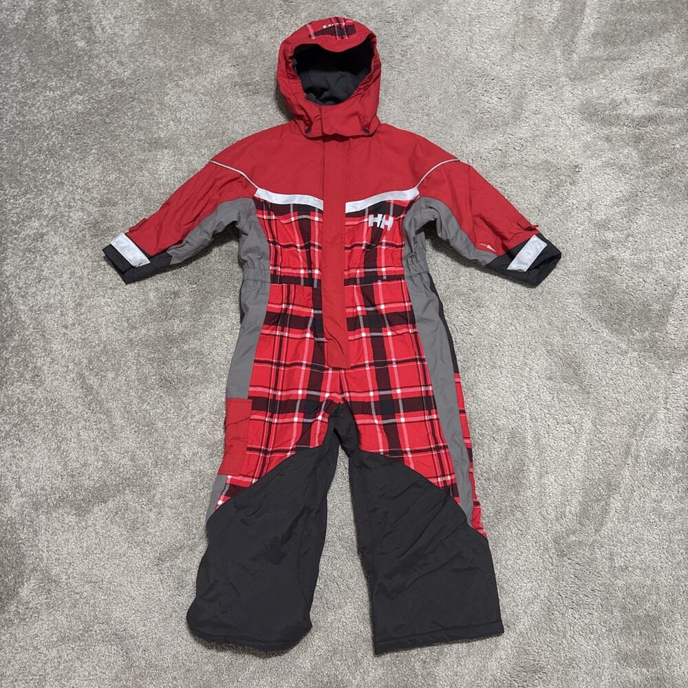 Helly Hansen Unisex Kids Insulated Snow Suit Red Plaid Size 104/4